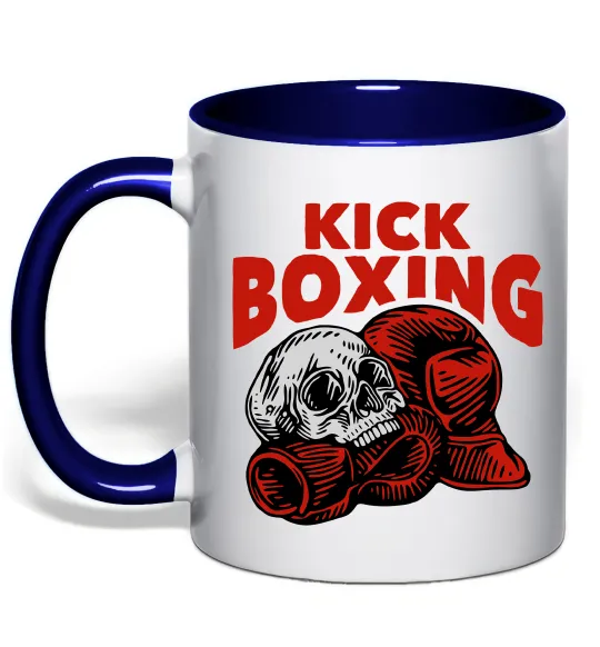 Чашка с цветной ручкой Kickboxing skull Глубокий темно-синий фото
