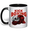 Чашка с цветной ручкой Kickboxing skull Черный фото