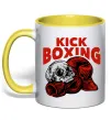 Чашка с цветной ручкой Kickboxing skull Лимонный фото
