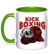 Чашка с цветной ручкой Kickboxing skull Лаймовый фото