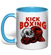 Чашка с цветной ручкой Kickboxing skull Голубой фото