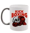 Чашка с цветной ручкой Kickboxing skull Серебро фото