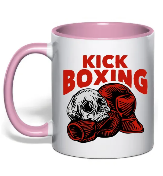 Чашка с цветной ручкой Kickboxing skull Нежно розовый фото