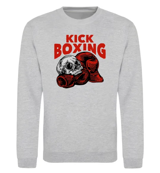 Свитшот Kickboxing skull Серый меланж фото