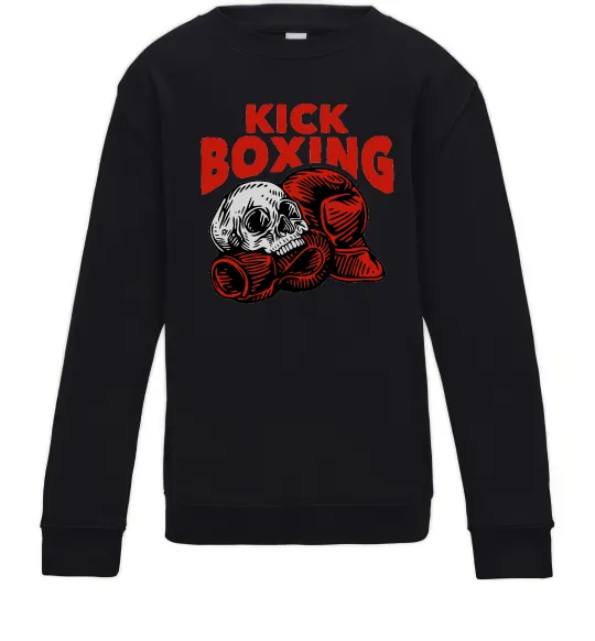 Детский Свитшот Kickboxing skull Черный фото