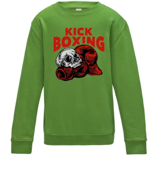 Детский Свитшот Kickboxing skull Лаймовый фото
