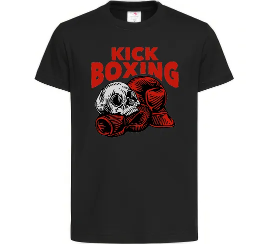 Детская футболка Kickboxing skull Черный фото
