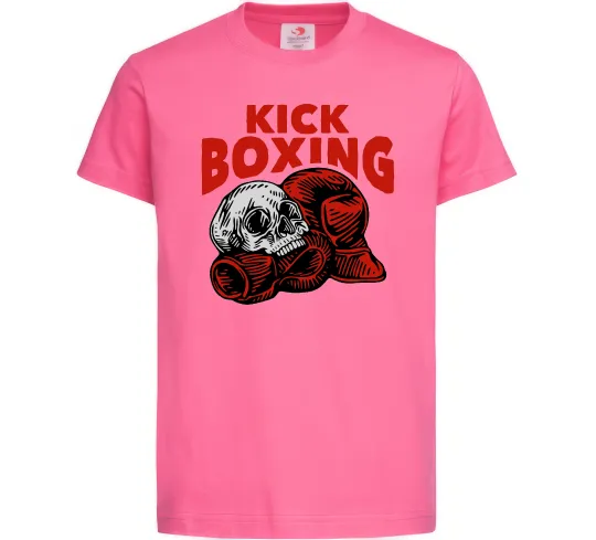 Детская футболка Kickboxing skull Ярко-розовый фото