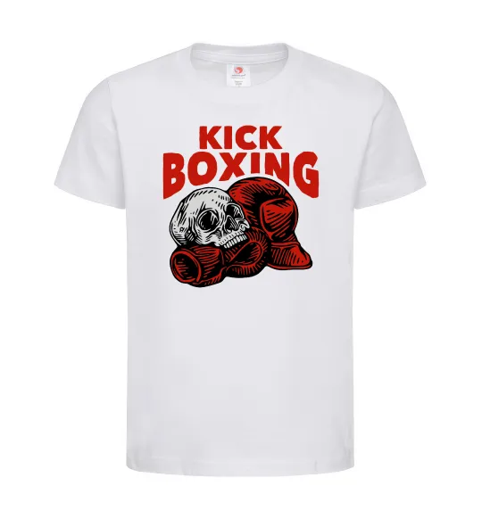 Детская футболка Kickboxing skull Белый фото