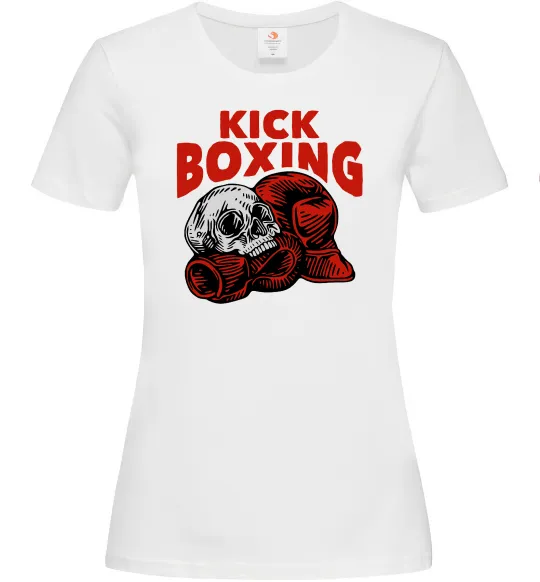 Женская футболка Kickboxing skull Белый фото