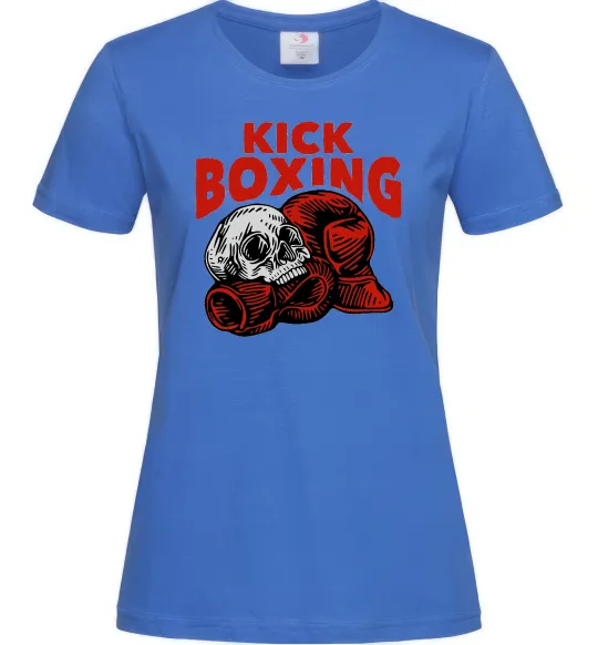 Женская футболка Kickboxing skull Ярко-синий фото
