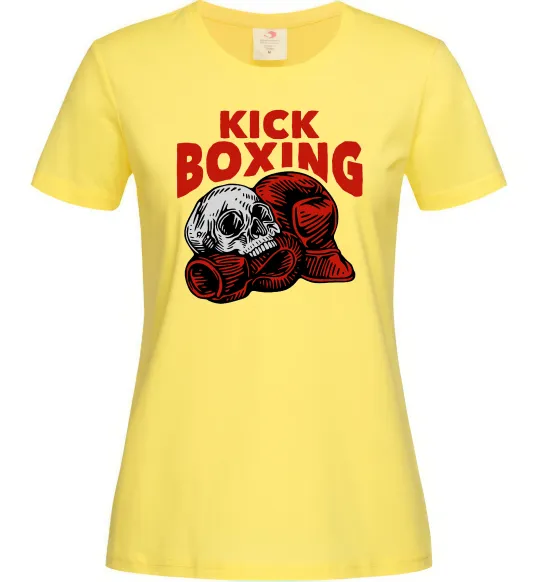 Женская футболка Kickboxing skull Лимонный фото