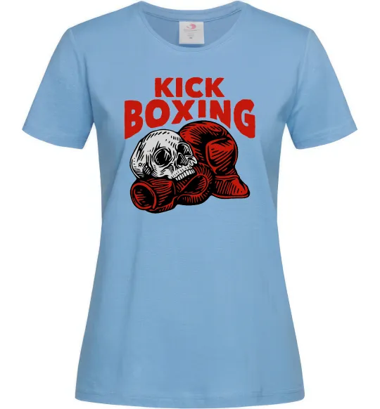 Женская футболка Kickboxing skull Голубой фото