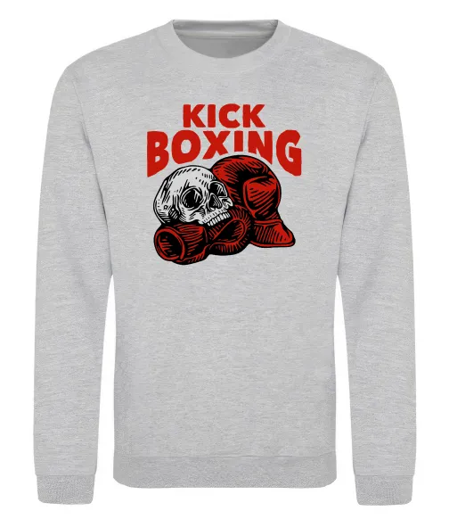 Свитшот Kickboxing skull Серый меланж фото