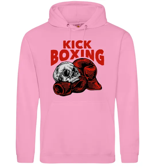 Мужская толстовка (худи) Kickboxing skull Розовый фото