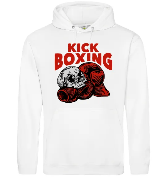 Мужская толстовка (худи) Kickboxing skull Белый фото