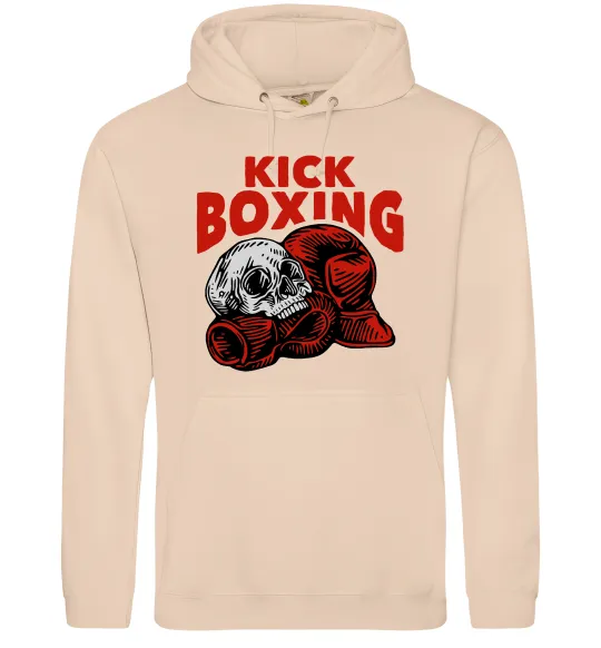 Мужская толстовка (худи) Kickboxing skull Песочный фото