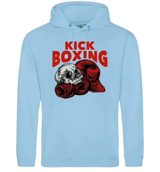 Мужская толстовка (худи) Kickboxing skull Голубой фото