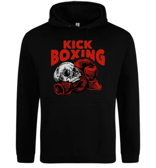 Женская толстовка (худи) Kickboxing skull Черный фото