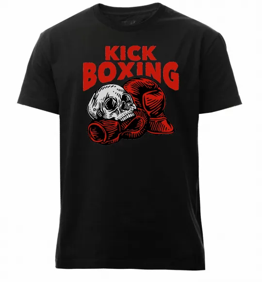Мужская премиум футболка Kickboxing skull Черный фото
