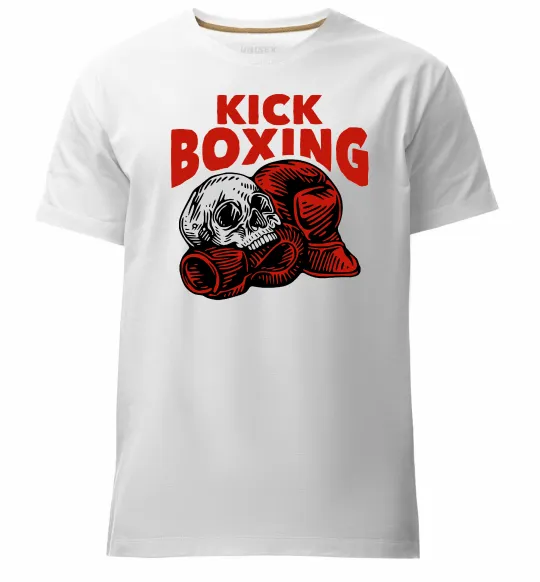 Мужская премиум футболка Kickboxing skull Белый фото