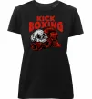 Женская премиум футболка Kickboxing skull Черный фото