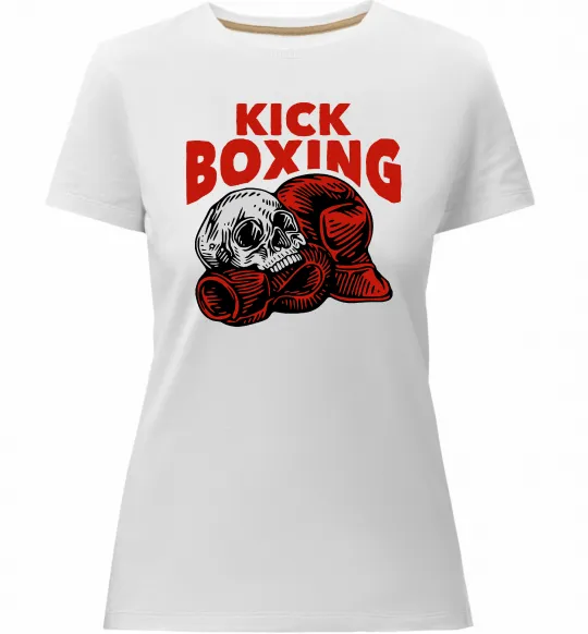 Женская премиум футболка Kickboxing skull Белый фото