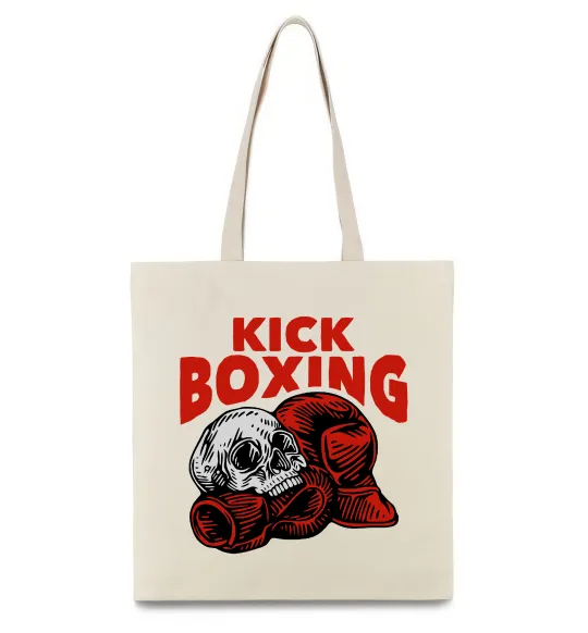 Эко-сумка Kickboxing skull Бежевый фото