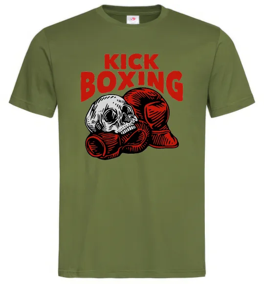 Мужская футболка Kickboxing skull Оливковый фото