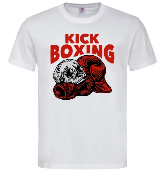 Мужская футболка Kickboxing skull Белый фото