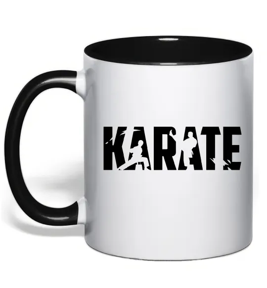 Чашка с цветной ручкой Karate силуети Черный фото