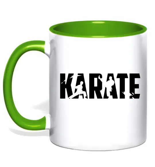 Чашка с цветной ручкой Karate силуети Лаймовый фото