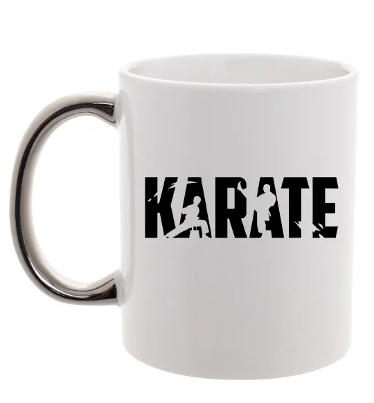 Чашка с цветной ручкой Karate силуети Серебро фото