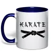 Чашка с цветной ручкой Карате пояс Глубокий темно-синий фото