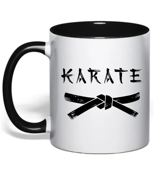 Чашка с цветной ручкой Карате пояс Черный фото