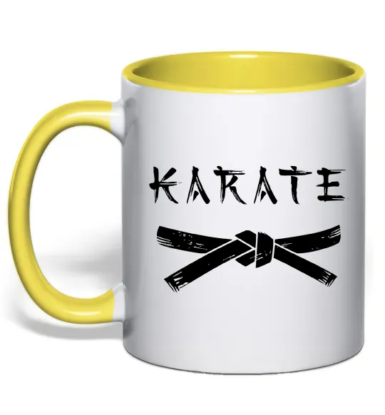 Чашка с цветной ручкой Карате пояс Лимонный фото