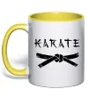 Чашка с цветной ручкой Карате пояс Лимонный фото
