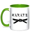 Чашка с цветной ручкой Карате пояс Лаймовый фото