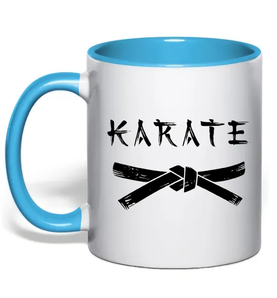 Чашка с цветной ручкой Карате пояс Голубой фото
