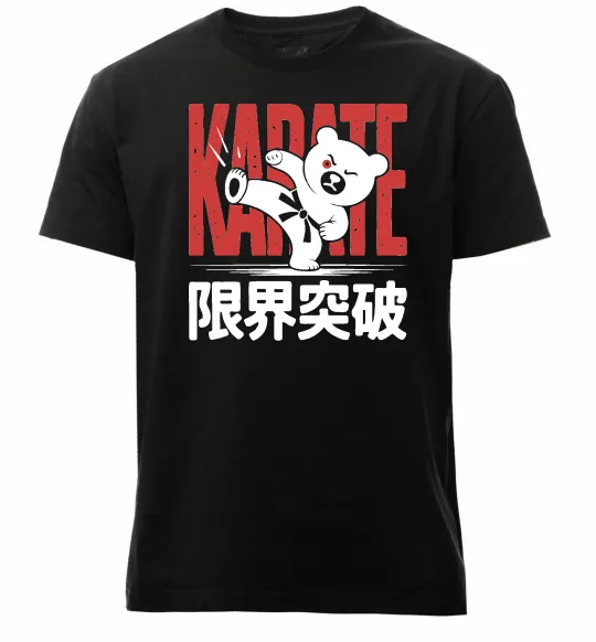 Мужская премиум футболка Карате ведмедик Черный фото