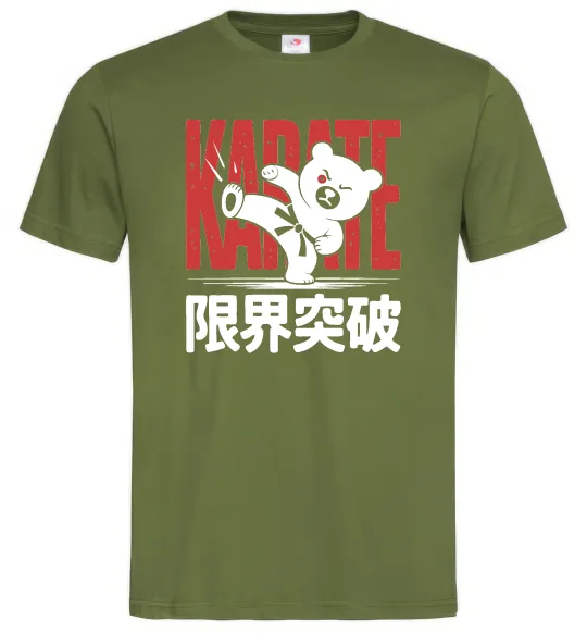 Мужская футболка Карате ведмедик Оливковый фото