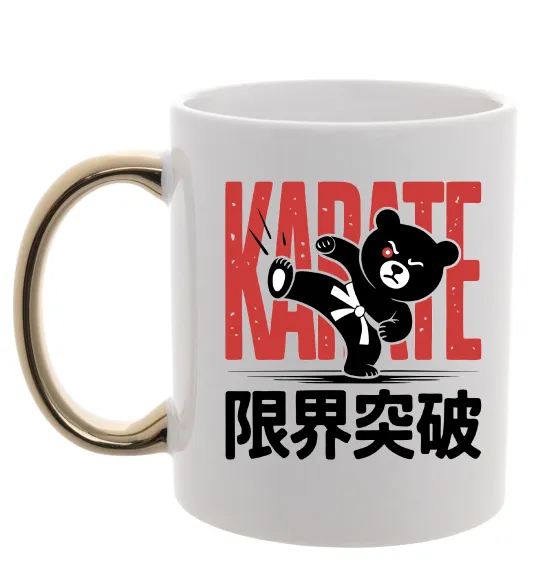 Чашка с цветной ручкой Карате ведмедик Золото фото