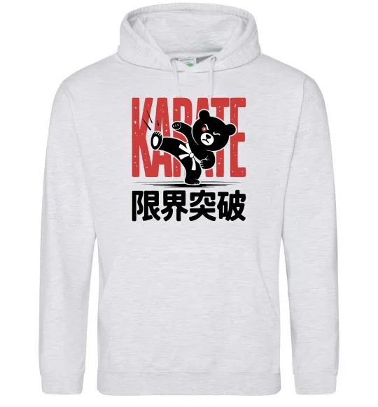 Женская толстовка (худи) Карате ведмедик Серый меланж фото