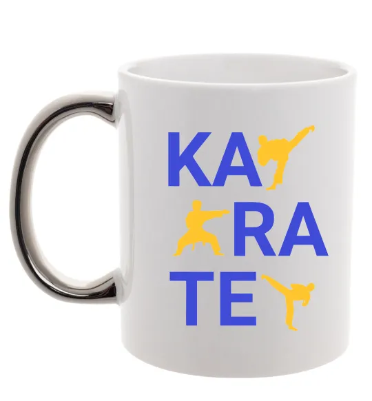 Чашка с цветной ручкой Ка-ра-те Серебро фото