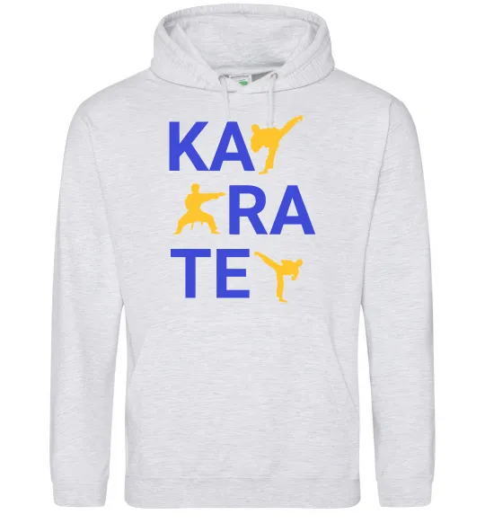 Мужская толстовка (худи) Ка-ра-те Серый меланж фото