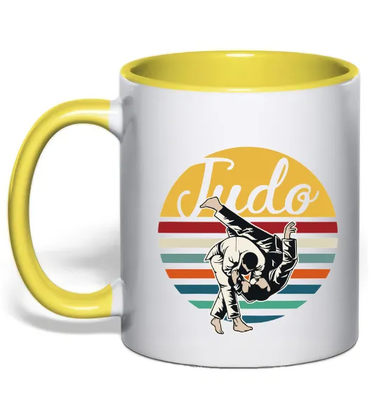 Чашка с цветной ручкой Дзюдо Judo Лимонный фото