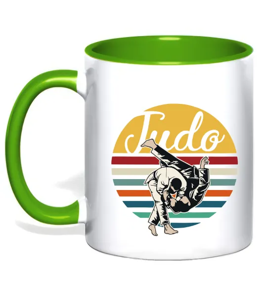 Чашка с цветной ручкой Дзюдо Judo Лаймовый фото