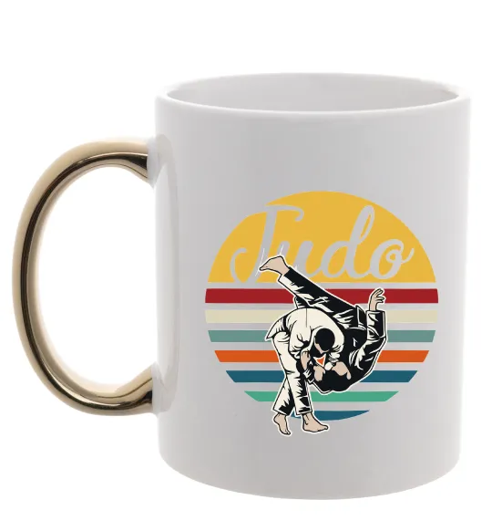 Чашка с цветной ручкой Дзюдо Judo Золото фото