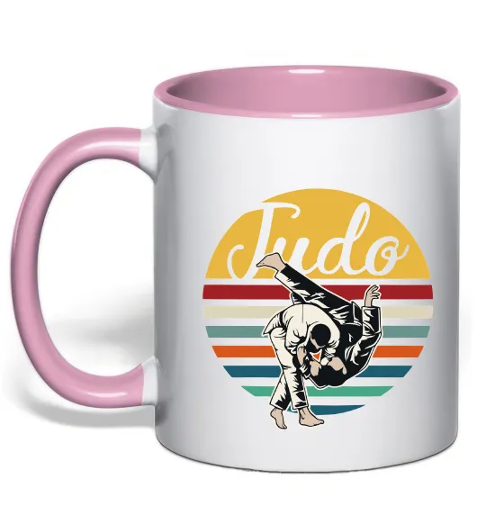 Чашка с цветной ручкой Дзюдо Judo Нежно розовый фото