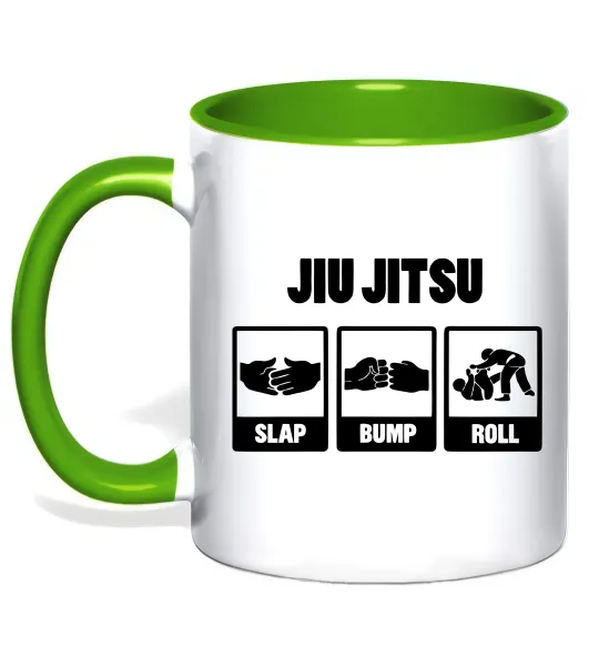 Чашка з кольоровою ручкою Jiu Jitsu Лаймовий фото